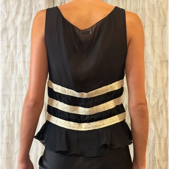 Max Studio Black Chiffon Peplum Lace Trim Sleeveless Top | Women's Size Small - Picture 4 of 11